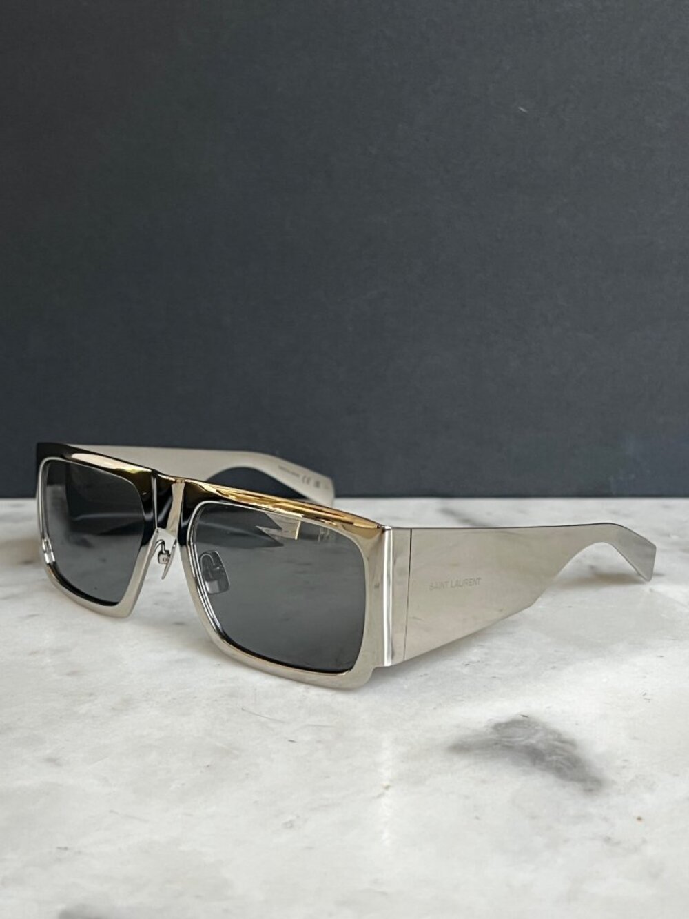 SAINT LAURENT SL 635 flat-top silver metal sunglasses - Picture 3 of 13